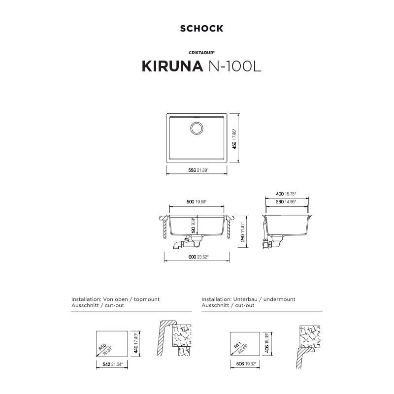 Plautuvė Kiruna N-100L – techninis brėžinys